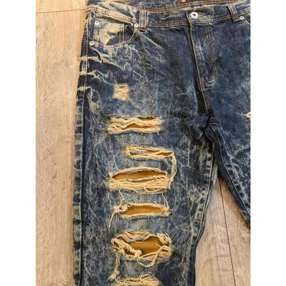 Y2K Vintage Southpole Ripped & Faded Marble Pattern Jeans 100% Cotton Size 40/34 - Picture 3 of 9